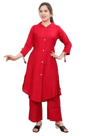 Women's Cotton Embroidered Straight Kurta Dupatta Pant Set