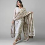 Women's Cotton Blend Embroidered Straight Kurta with Pant & Dupatta